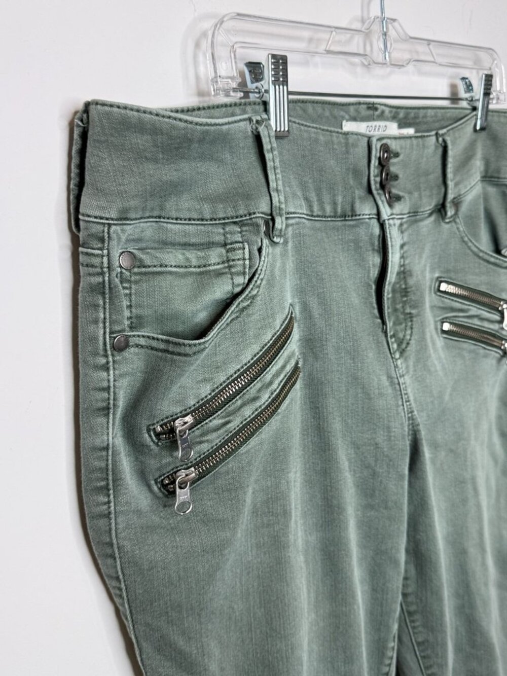 Torrid Jegging Jeans Womens 18R Green Zip Pocket Stretch Skinny High Rise - Picture 5 of 14